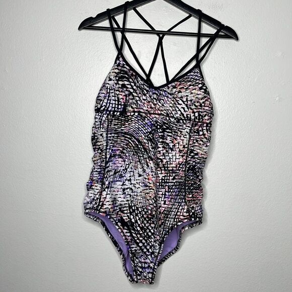 Zella One Piece Strappy Back Print One Piece Swimsuit Size Large - Picture 1 of 6